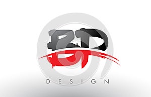 BP B P Brush Logo Letters with Red and Black Swoosh Brush Front photo
