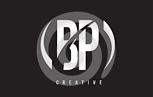 BP B P White Letter Logo Design with Black Background.