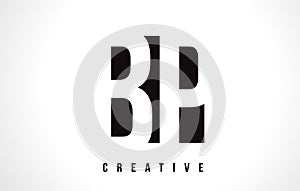 BP B P White Letter Logo Design with Black Square. photo