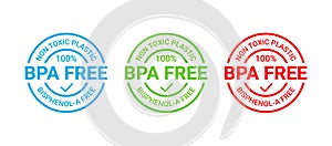 BPA free badge, stamp. Non bisphenol label. Ecol packaging sticker. Vector illustration