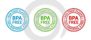 BPA free label. Non bisphenol badge, stamp. Eco packaging sticker. Vector illustration