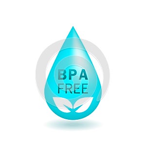 BPA FREE Logo.  Waterdrop design with BPA-free text for non-toxic plastic isolated on white background. Logo and badge.