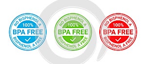 BPA free stamp. Non bisphenol icon. Ecol packaging sticker. Vector illustration