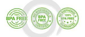 BPA free stamp. Non toxic plastic emblem. Eco packaging sticker. Vector illustration