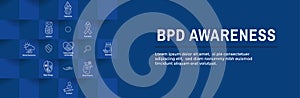 BPD - Borderline Personality Disorder icon set with web header banner