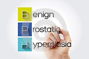 BPH - Benign Prostatic Hyperplasia acronym with marker, health concept background