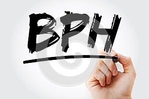 BPH - Benign Prostatic Hyperplasia acronym with marker, health concept background