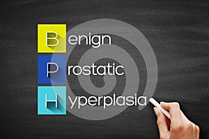 BPH - Benign Prostatic Hyperplasia acronym, medical concept background on blackboard