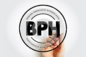 BPH Benign Prostatic Hyperplasia - condition in men in which the prostate gland is enlarged and not cancerous, acronym text