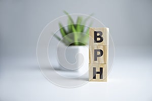 BPH Benign Prostatic Hyperplasia word made with building blocks, BPH word as medical concept