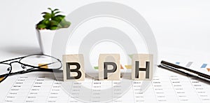 BPH Benign Prostatic Hyperplasia word made with building blocks, BPH word as medical concept