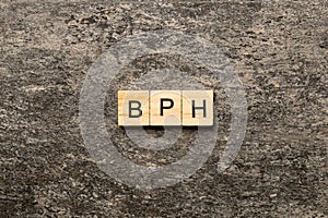 BPH Benign Prostatic Hyperplasia word made with building blocks, BPH word as medical concept