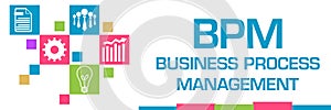 BPM - Business Process Management Colorful Squares Grid Symbols Horizontal