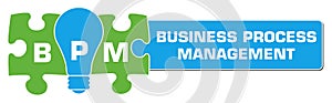 BPM - Business Process Management Green Blue Bulb Puzzle Horizontal