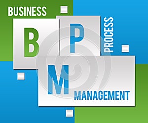 BPM - Business Process Management Green Blue Squares Text