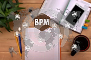 BPM. Business Process Management on the touch screen to the net photo