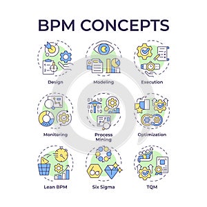 BPM multi color concept icons