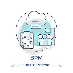 BPM tool soft blue concept icon