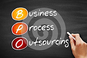 BPO - Business Process Outsourcing, acronym business concept on blackboard