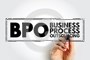 BPO Business Process Outsourcing - delegation of one or more IT-intensive business processes to an external provider, acronym text