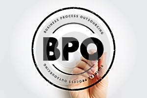 BPO Business Process Outsourcing - delegation of one or more IT-intensive business processes to an external provider, acronym text
