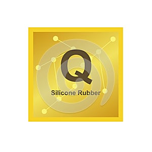 Vector symbol of Silicone rubber Q polymer on the background from connected macromolecules isolated on white. photo