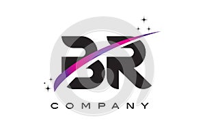 BR B R Black Letter Logo Design with Purple Magenta Swoosh