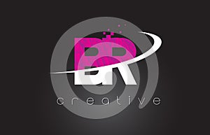 BR B R Creative Letters Design With White Pink Colors