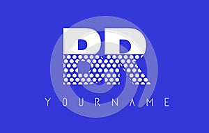 BR B R Dotted Letter Logo Design with Blue Background.