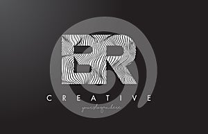 BR B R Letter Logo with Zebra Lines Texture Design Vector.