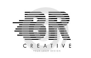 BR B R Zebra Letter Logo Design with Black and White Stripes