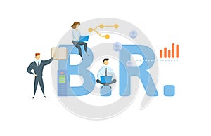 BR, Bills receivable. Concept with keyword, people and icons. Flat vector illustration. Isolated on white.
