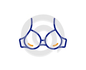 Bra brassiere line icon. Breast lingerie sign. Vector