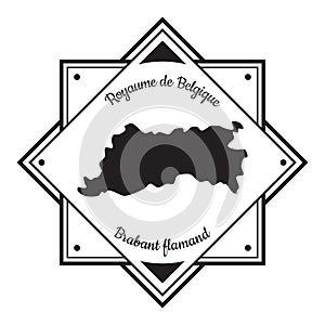 Brabant flamand map label. Vector illustration decorative design