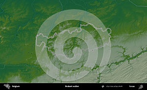 Brabant wallon outlined, Belgium. Physical