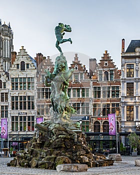 The Brabo Fountain in Antwerpen, Belgium