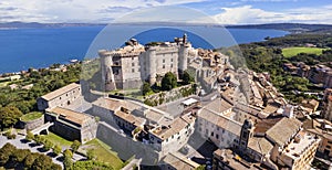 Bracciano  lake and medieval town with castle, Italy, Lazio region