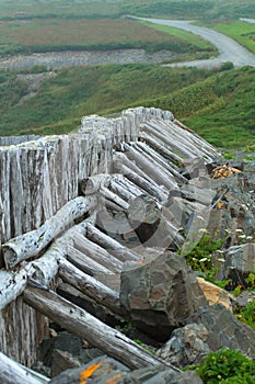 Braced sea wall at St. Vincent in Newfoundland