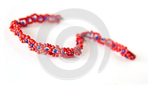 Bracelet made of red and blue beads