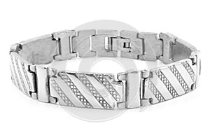 Bracelet for men. Stainless steel. One color background
