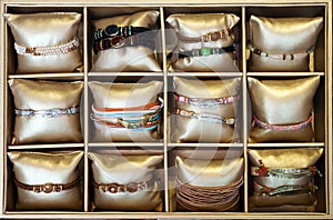 Bracelets in bijouterie store