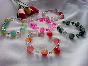 Bracelets with glass beads