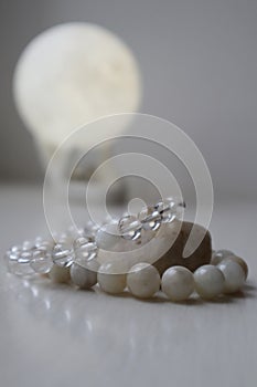 Bracelets from rock crystal and moonstone.