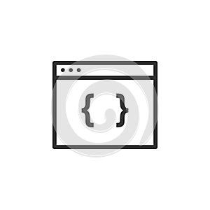 Braces character isolated icon on computer monitor