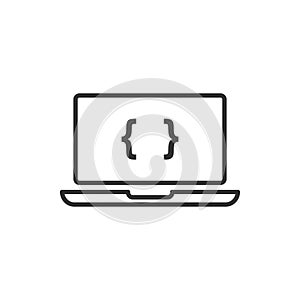 Braces character isolated icon on computer monitor