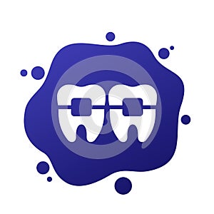 braces icon with teeth, vector