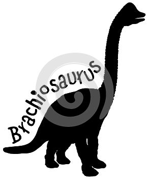 Brachiosaurus Black Silhouette over White with Clipping Path for Sublimation and  Vinyl Designs