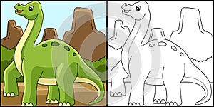 Brachiosaurus Dinosaur Coloring Page Illustration