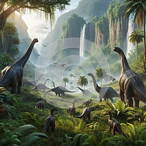 Brachiosaurus dinosaur with long neck and tail