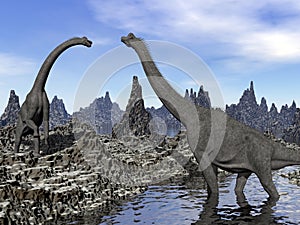 Brachiosaurus dinosaurs - 3D render